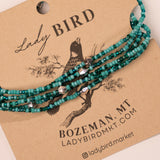 Beaded Wrap Bracelet - blue mix close up