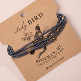 Beaded Wrap Bracelet - light grey close up