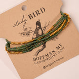 Beaded Wrap Bracelet - hunter green close up