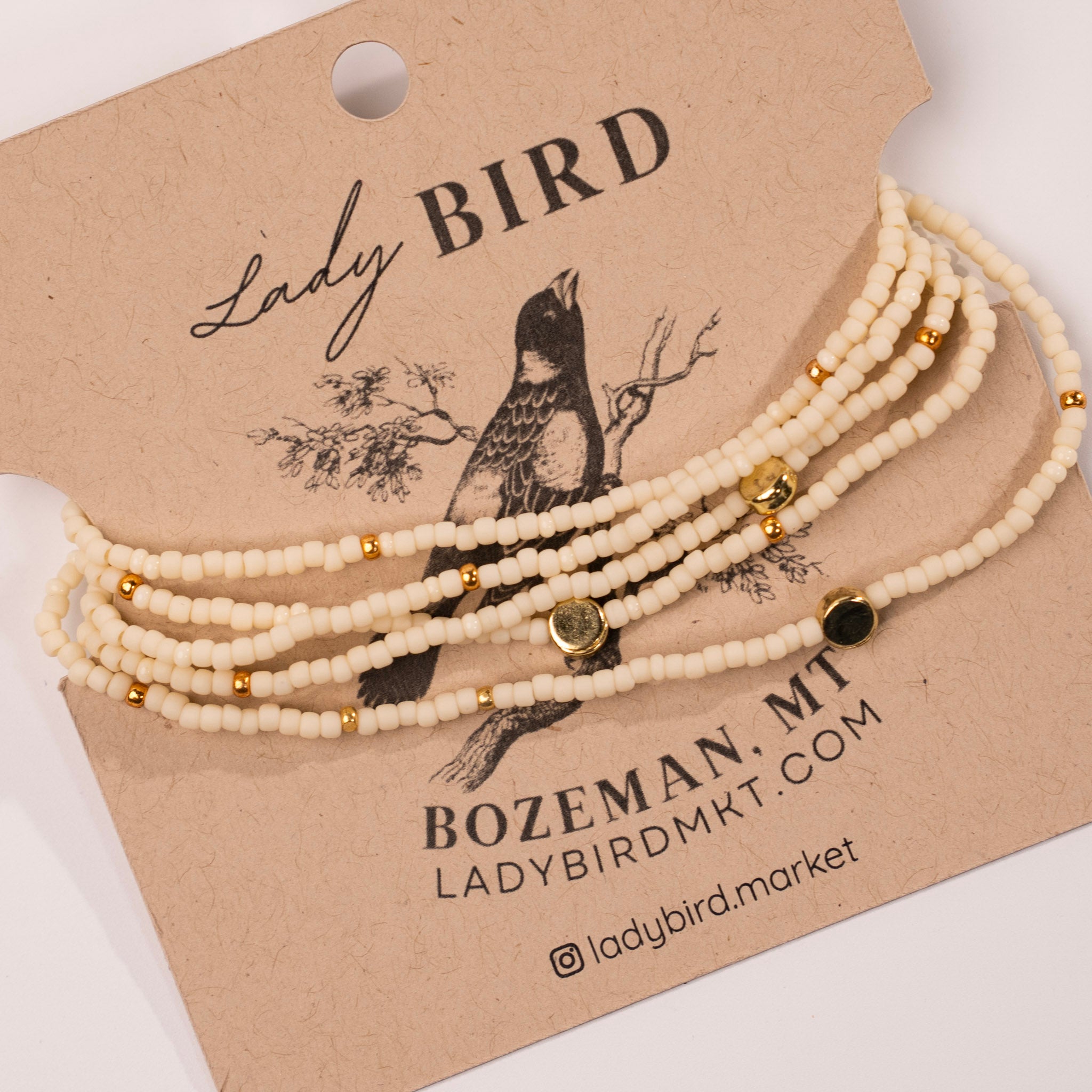 Beaded Wrap Bracelet - creamy white close up