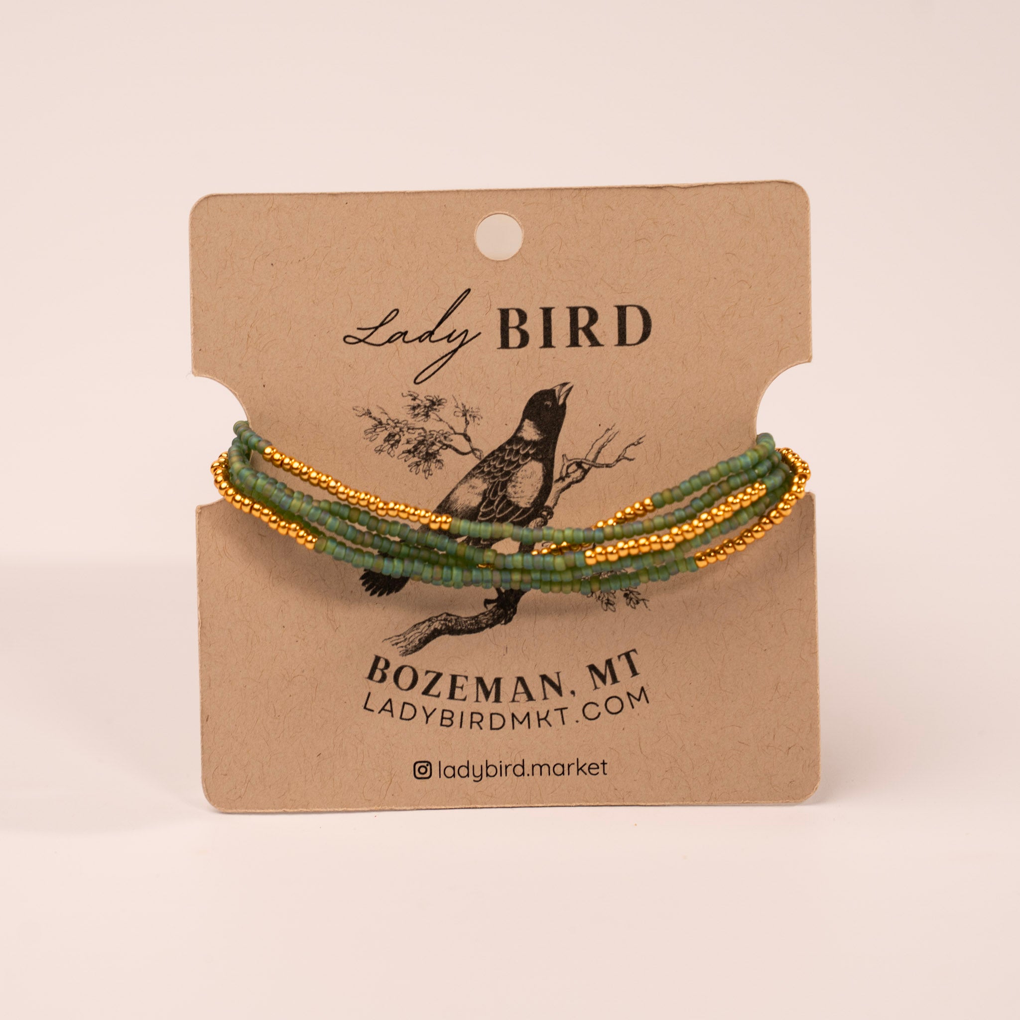 Beaded Wrap Bracelet - hunter green