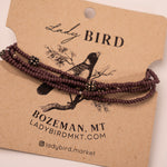 Beaded Wrap Bracelet - purple plum close up