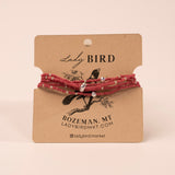 Beaded Wrap Bracelet - red brick