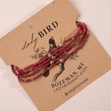 Beaded Wrap Bracelet - red brick close up
