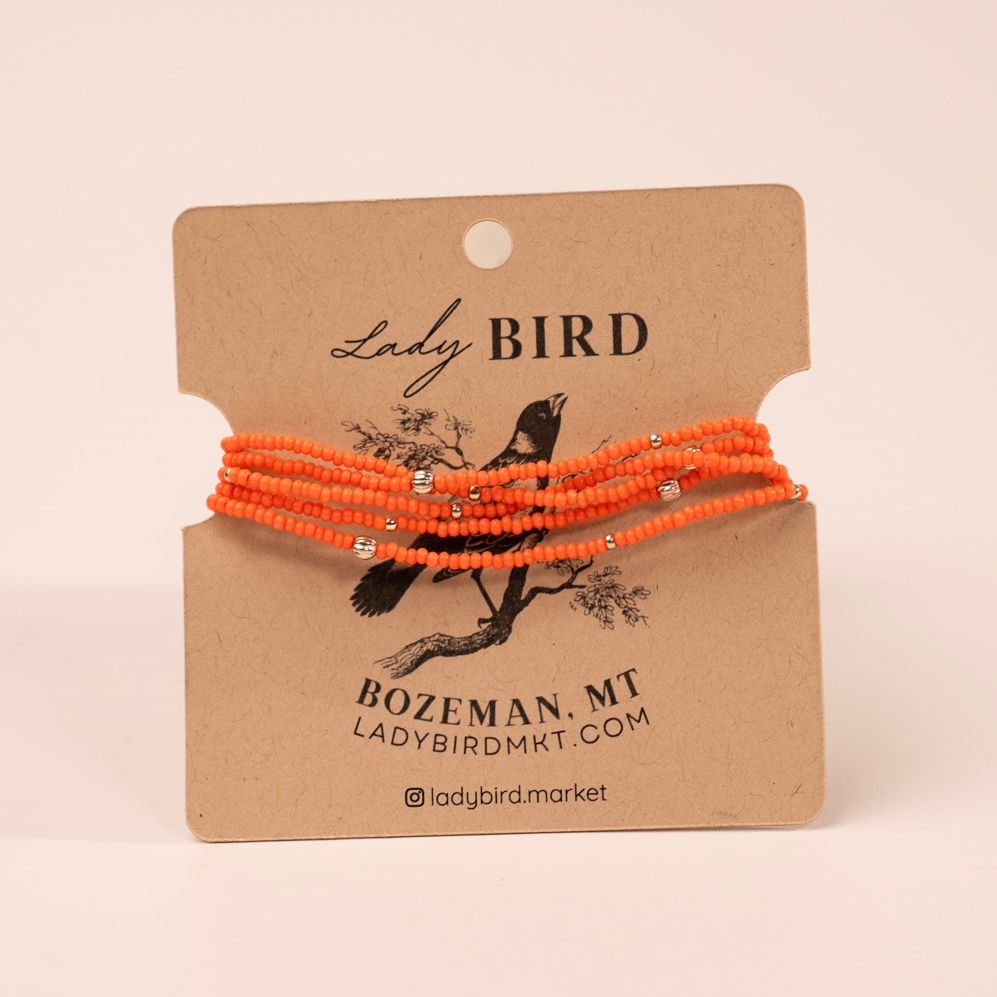 Beaded Wrap Bracelet - tangerine orange