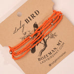 Beaded Wrap Bracelet - tangerine orange close up