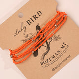 Beaded Wrap Bracelet - tangerine orange close up