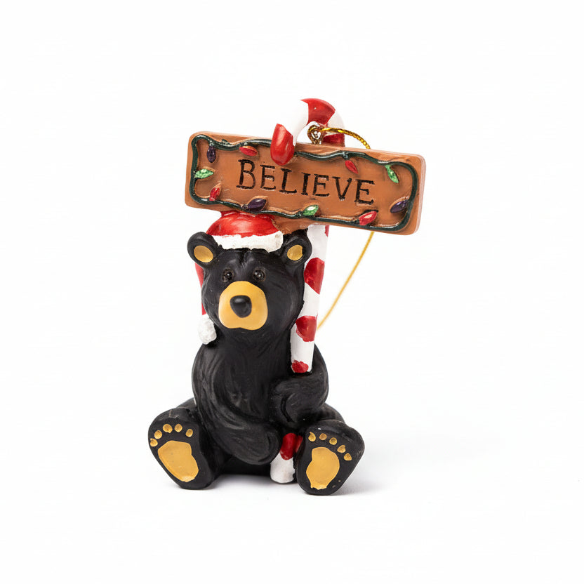 Bearfoots Believe Bear Ornament