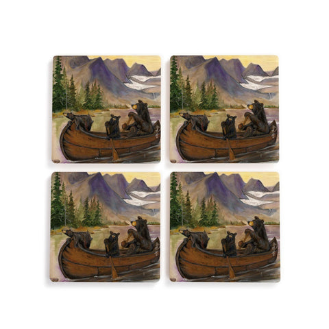 Bearfoots Canoe Trip Coasters by Jeff Fleming