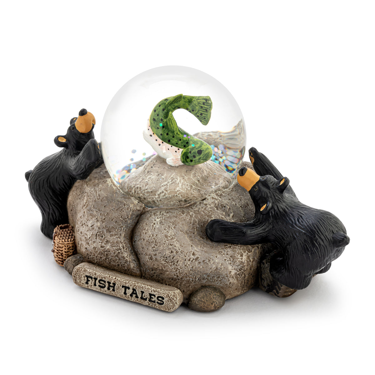 Gnome figurine with a snow globe on a white background