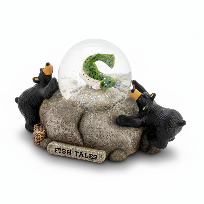 Gnome figurine with a snow globe on a white background