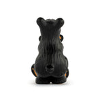 Backside of a black bear on a white background.