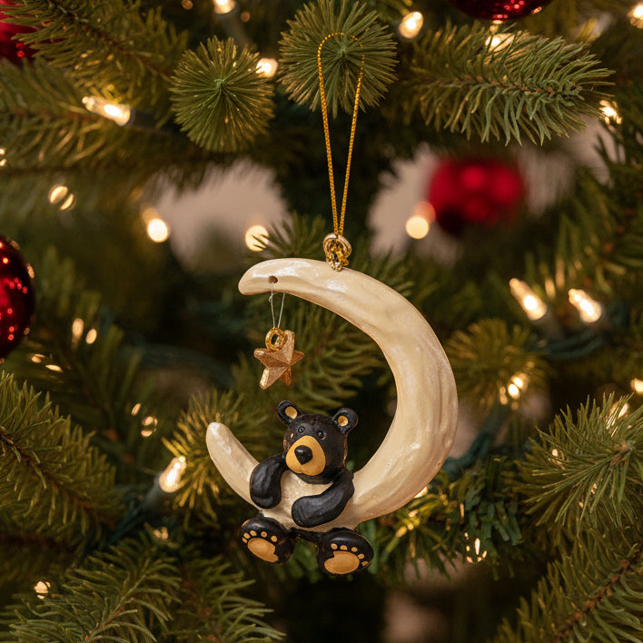 DEMDACO Bearfoots Over the Moon Ornament