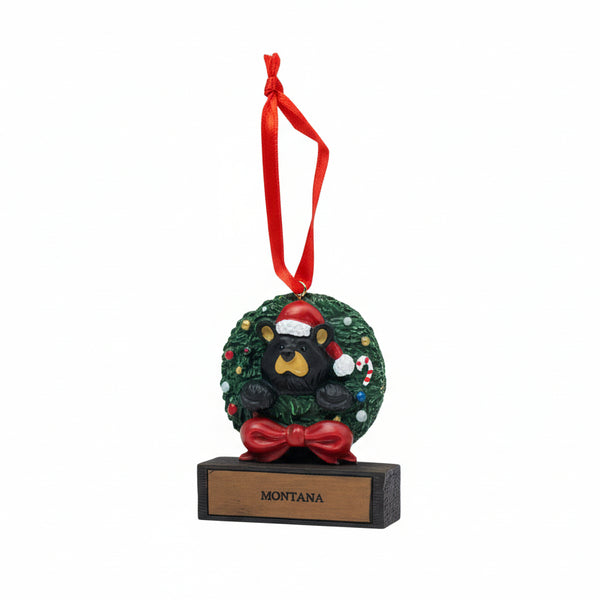 Wreath Bear Bearfoots Magnetic Montana Ornament by Jeff Fleming