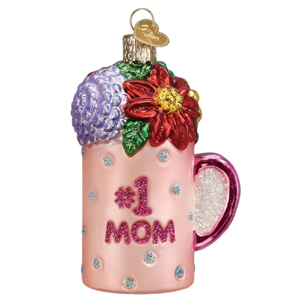 Celebrate Mom this Holiday season with the Best Mom Mug Ornament by Old World Christmas.