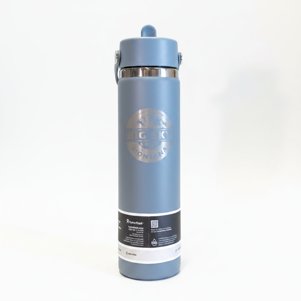 Big Sky Beartooth Mountains 24 oz Shale Gray Wide Mouth Tumbler with Flex Straw Cap by Hydro Flask