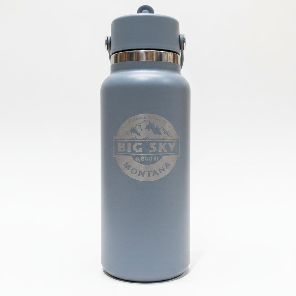 Big Sky Beartooth Mountains 32 oz Shale Gray Wide Mouth Tumbler with Flex Straw Cap by Hydro Flask