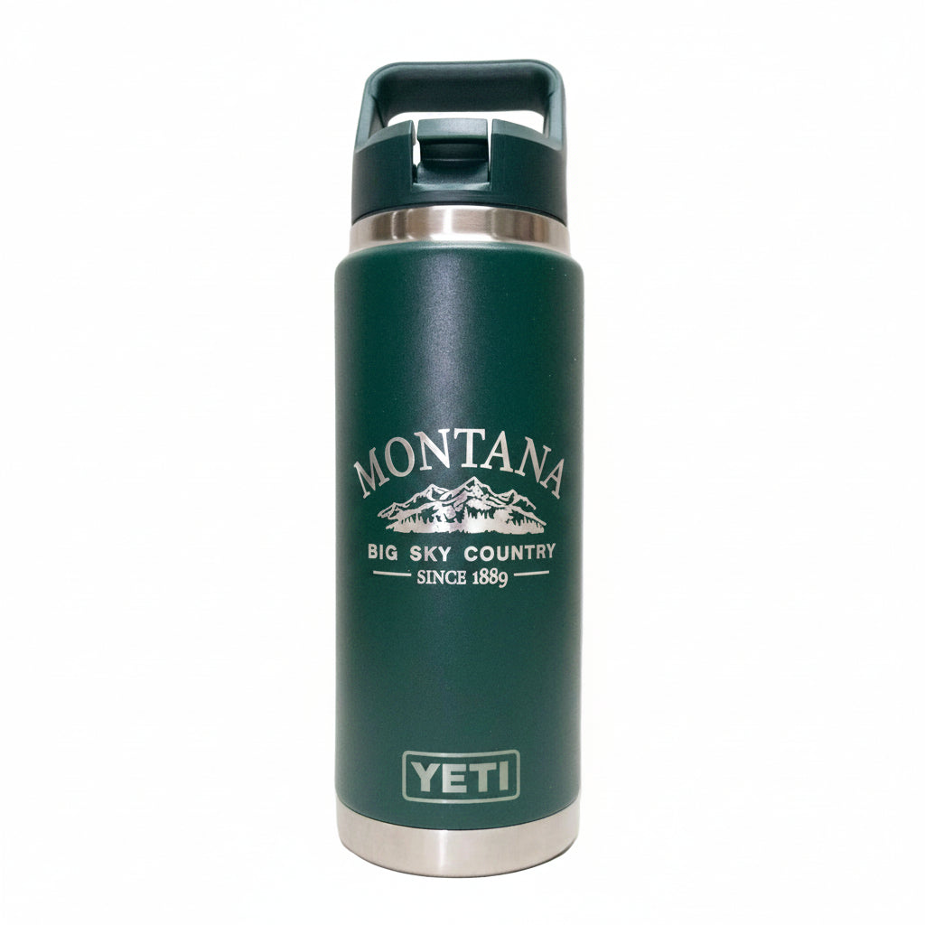 Big Sky Montana Engraved YETI Rambler 26 oz Bottle with Straw Cap