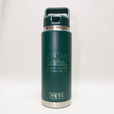 Green YETI water bottle with Montana design on a white background