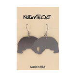 Bear-shaped earrings on a 'Nature Cast' branded card with 'Made in USA' text.