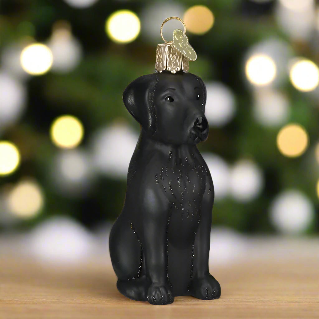 Black Labrador Glass Ornament