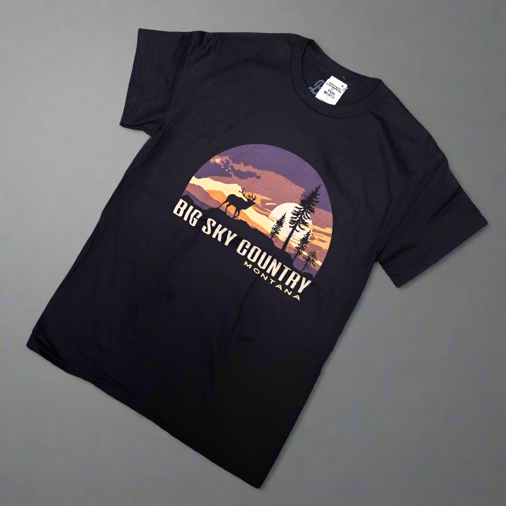 Black Posterior Elk Montana T-Shirt by Lakeshirts (6 Sizes)