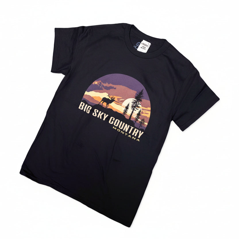 Black Posterior Elk Montana T-Shirt by Lakeshirts (6 Sizes)