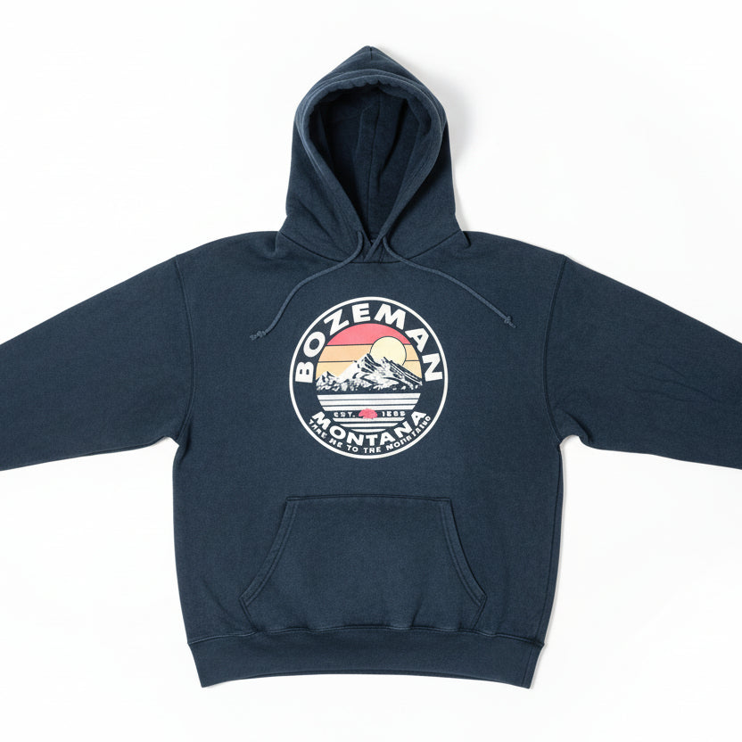 Black Zinger V6 Mountains Bozeman Hoodie by Lakeshirts (5 Sizes)
