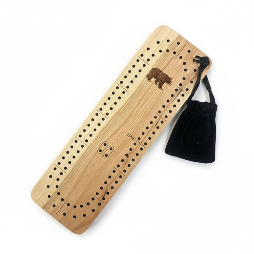 Black Bear Slim Travel Cribbage Board by Wood You Tell Me
