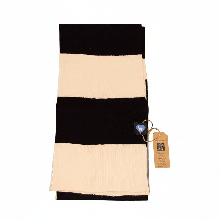 Scarf by Sapphire Suri Alpaca (14 Styles) - black and cream simple stripe