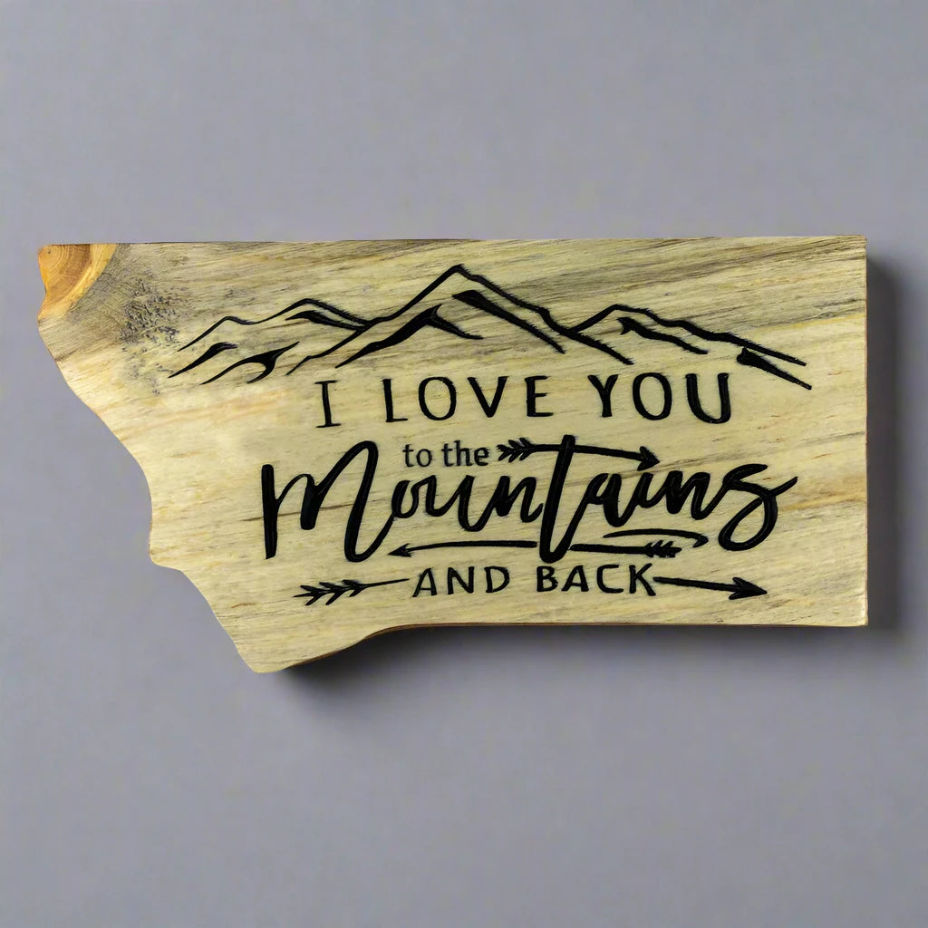 BlackandNaturalMontanaShapeLovetotheMountainsandBackWallArtbyKnottyPineWoodworks
