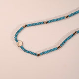 Blue Turquoise and Silver Pendant Gemstone Necklace - close up