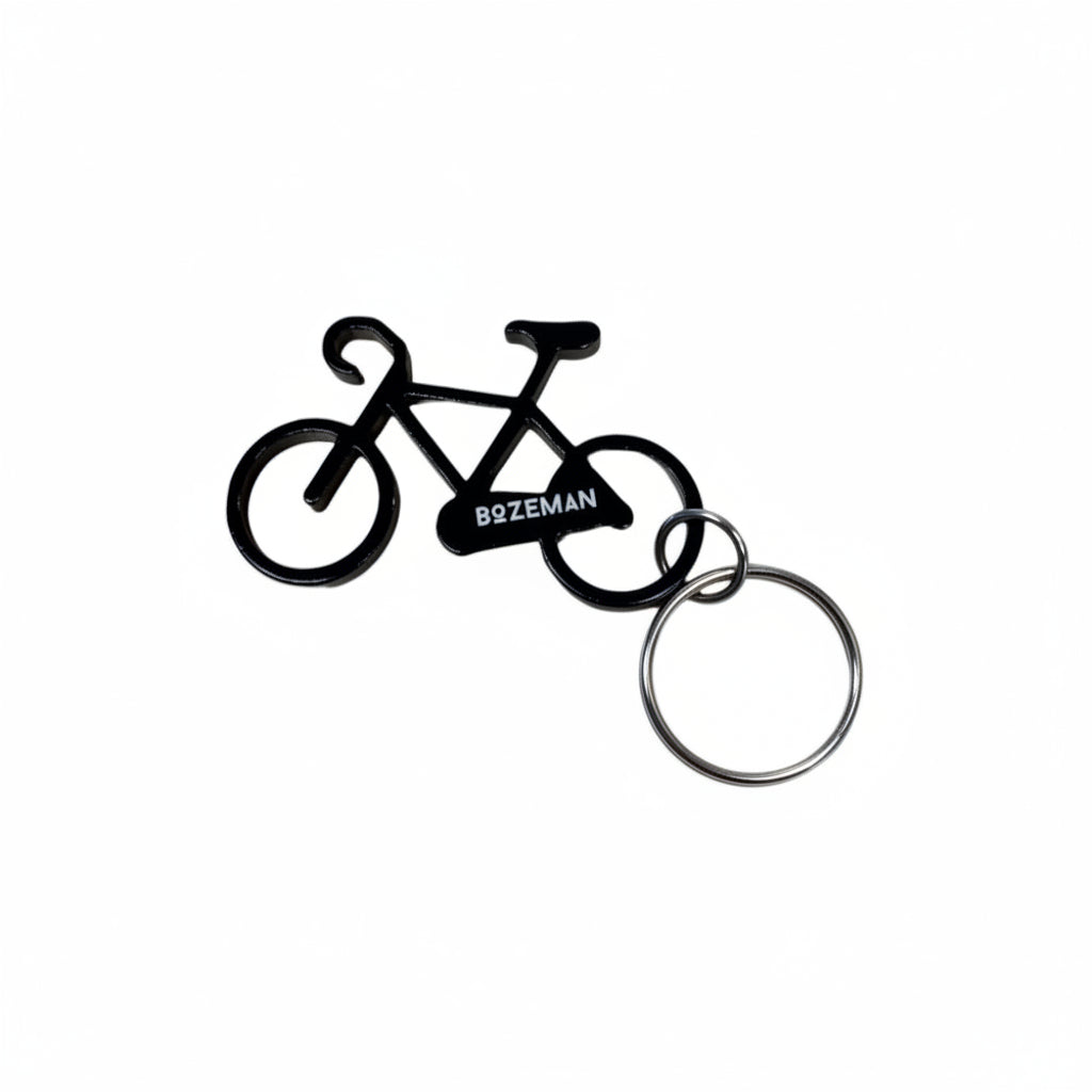 Bozeman Bike Bottle Opener Key Ring by The Hamilton Group - Black