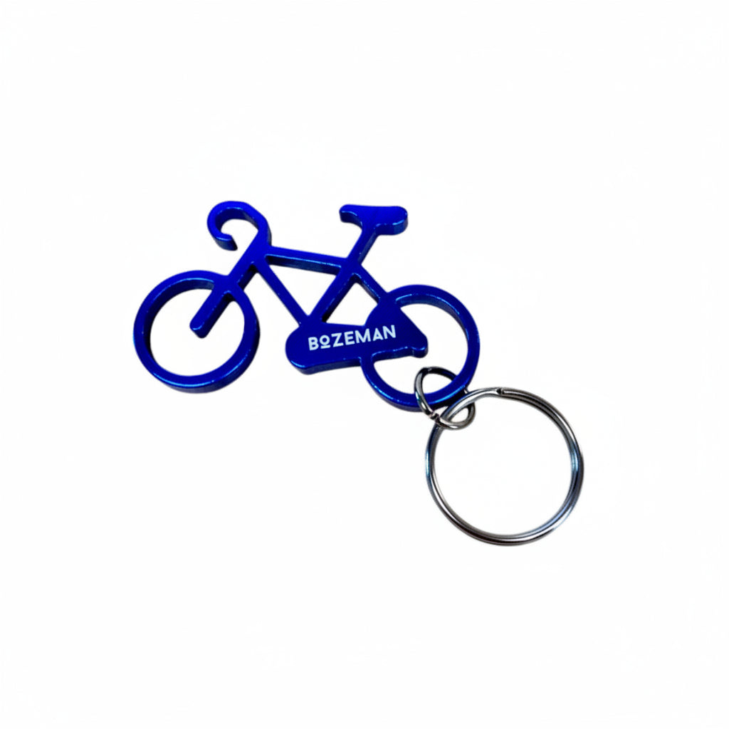 Bozeman Bike Bottle Opener Key Ring by The Hamilton Group - Blue