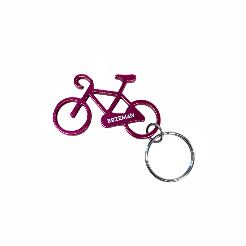 Bozeman Bike Bottle Opener Key Ring by The Hamilton Group - Pink