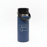 Bozeman Montana Outline with Heart 16 oz Harbor Blue Wide Mouth Flex Tumbler with Sip Lid by Hydro Flask