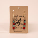 Brick Red and Turquoise with Silver Tila Bead Earrings