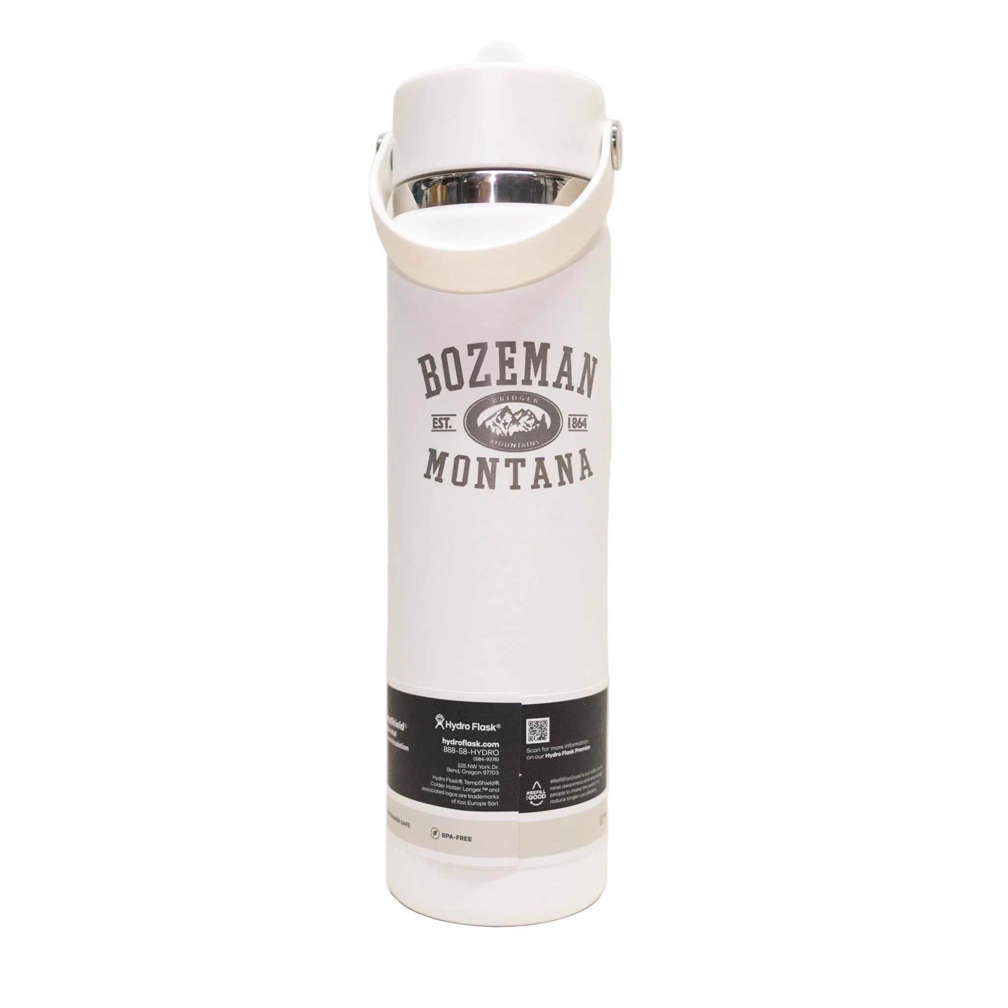 Bridger Mountains 24 oz White Wide Mouth Tumbler with Flex Straw Cap by Hydro Flask
