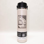 White water bottle with black lid and 'Ski Bridger' logo on a white background