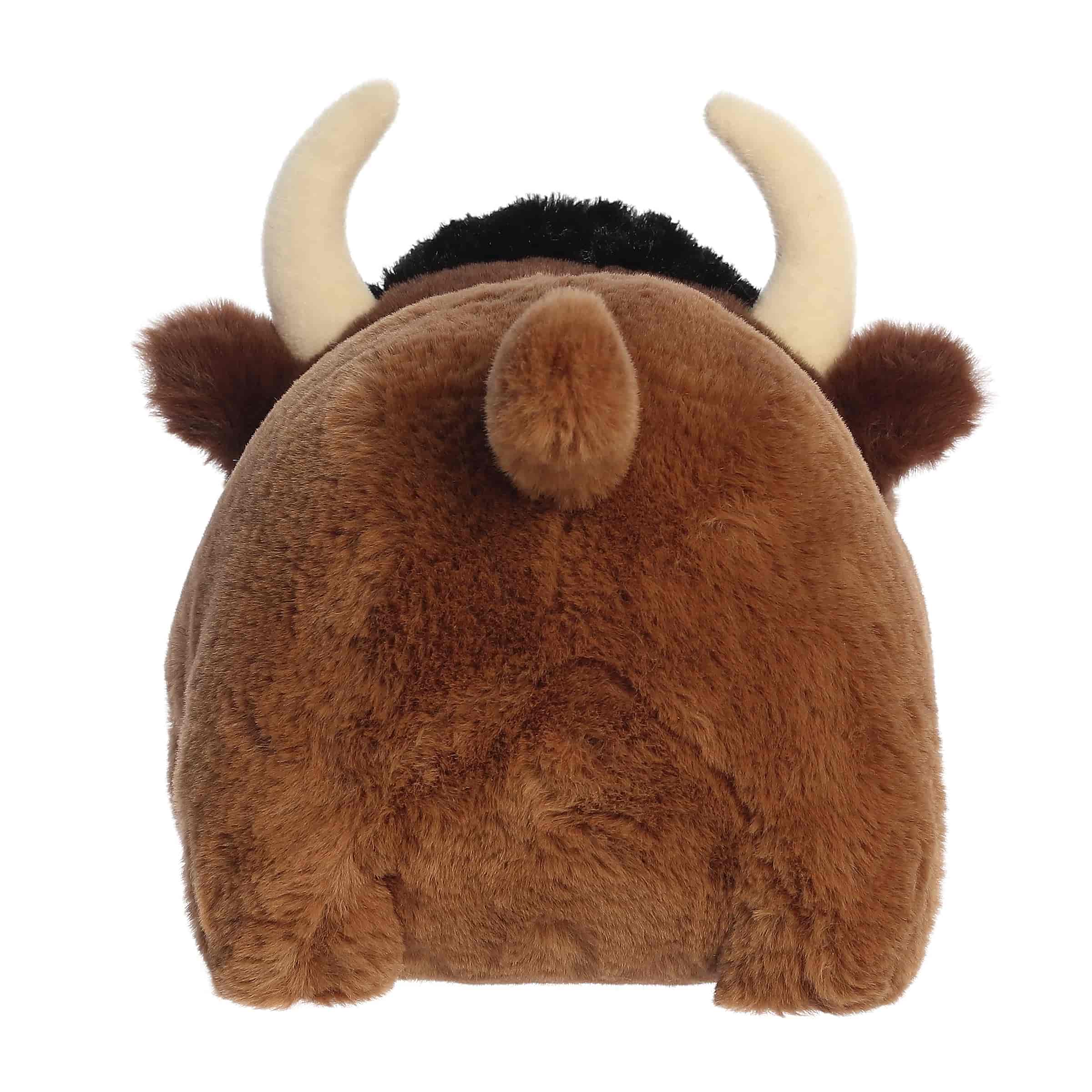 Back side of Buddy the Bison Spudster stuffed animal