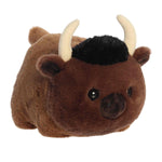 Stuffed Bison named Buddy on a white background