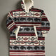 Hooded blanket with tribal pattern and bison design on a white background