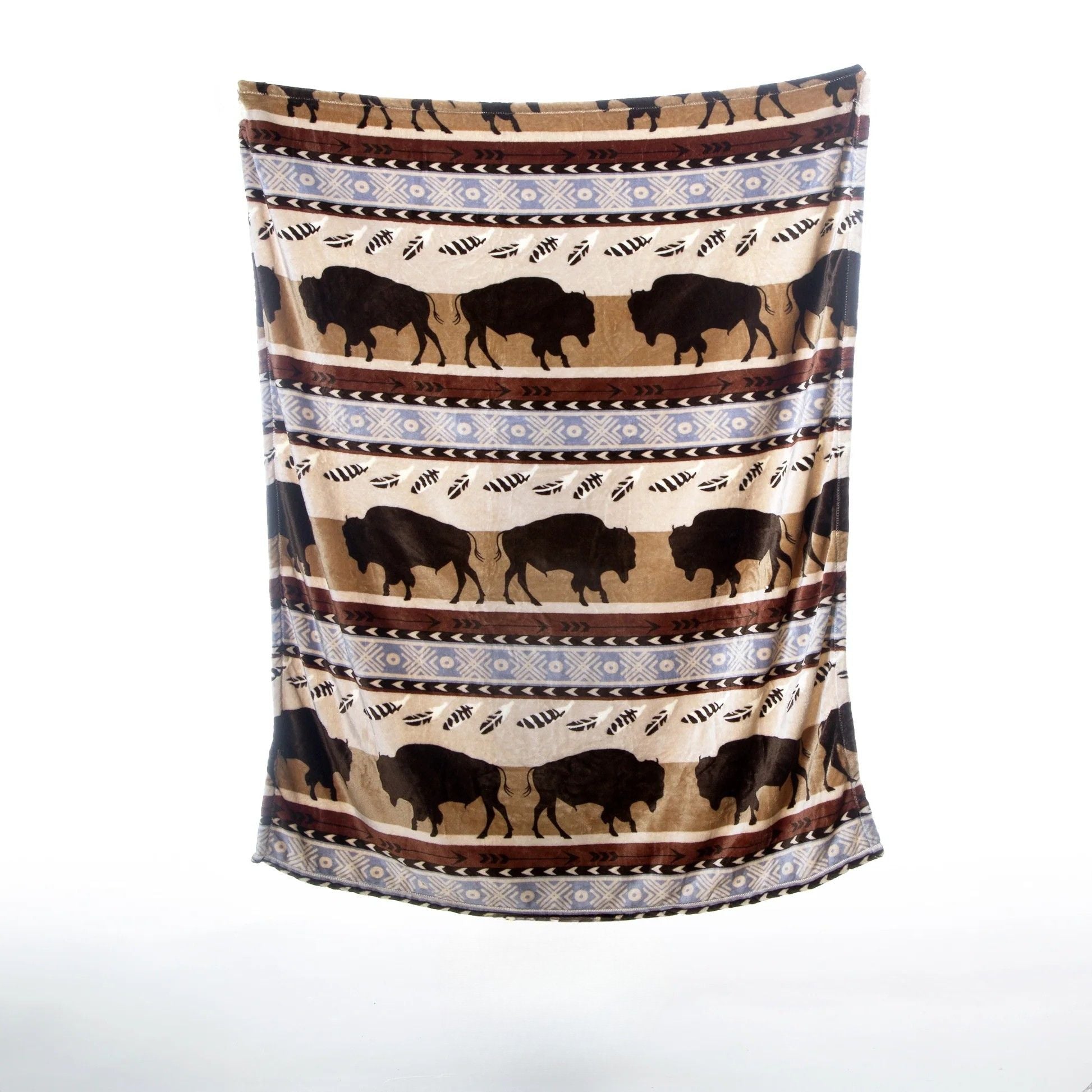 Blanket with bison pattern on a white background