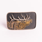 Bull Elk Bust Bronze Belt Buckle by Waterhorse Bronze