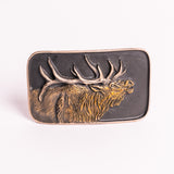 Bull Elk Bust Bronze Belt Buckle by Waterhorse Bronze