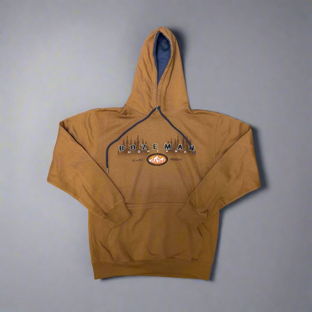 Camel Distant Trees Mountain Bozeman Hoodie by Prairie Mountain (5 sizes)