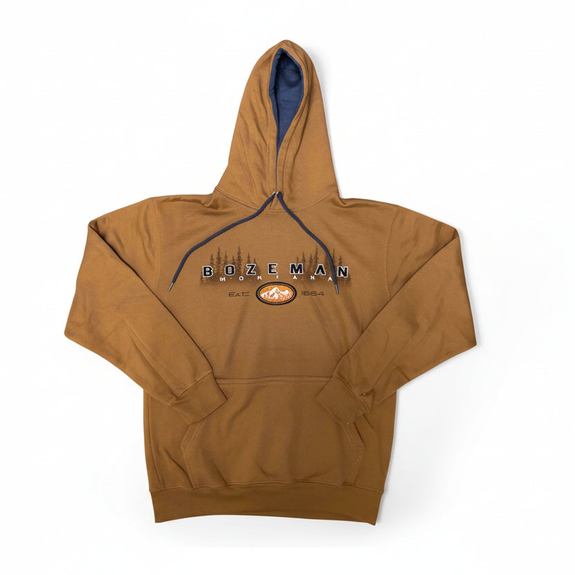 Camel Distant Trees Mountain Bozeman Hoodie by Prairie Mountain (5 sizes)