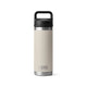 Beige insulated bottle with black lid on a white background