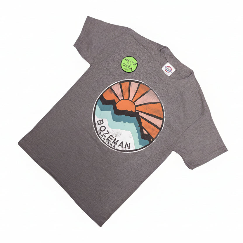 Charcoal Glimpse Mountain Youth Montana T-Shirt by Prairie Mountain (4 Sizes)