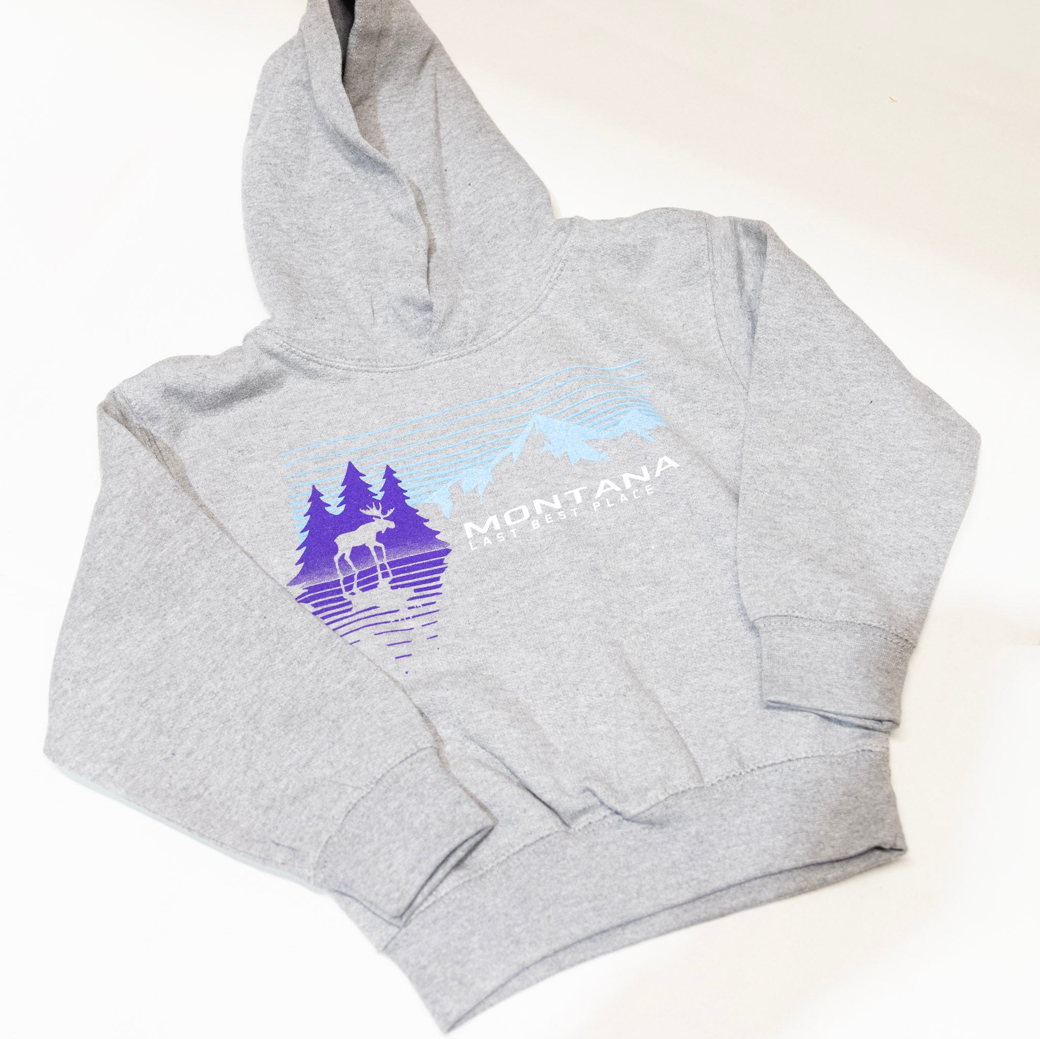 Charcoal Midnight Reflection Mountains Moose Youth Hoodie
